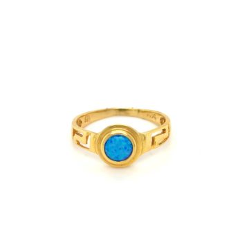 Women’s ring, gold K14 (585°) with artificial opal