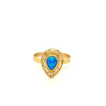 Women’s ring, gold K14 (585°) tear with artificial opal