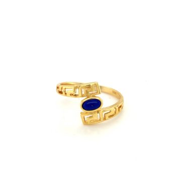 Women’s ring, gold K14 (585°) meander with artificial lapis