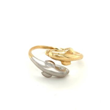 Δαχτυλίδι γυναικείο, χρυσός K14 (585°), δελφίνι δίχρωμο