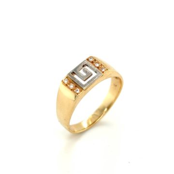 Δαχτυλίδι γυναικείο, χρυσός K14 (585°), μαίανδρος δίχρωμο με ζιργκόν