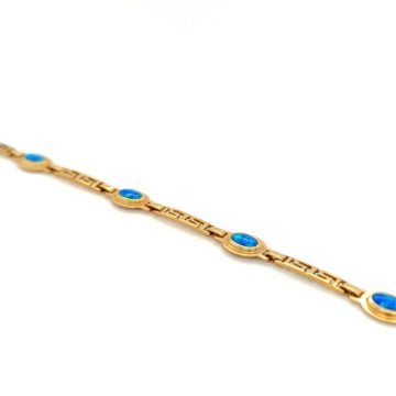 Women’s bracelet, gold K14 (585°), meander with artificial opal