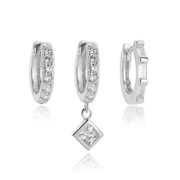 JOOLS Women’s hoop earrings 3 single pieces, silver (925°), TYE230508-03.1
