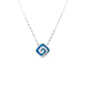 Women’s necklace, silver (925 °), Meander with artificial opal