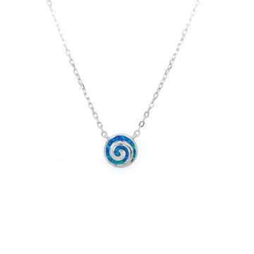 Women’s necklace, silver (925 °), Spiral with artificial opal