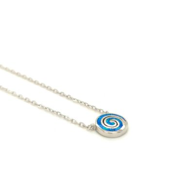 Women’s necklace, silver (925 °), Spiral with artificial opal