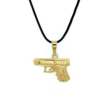 Men’s pendant weapon with black cord, gold K14 (585°)