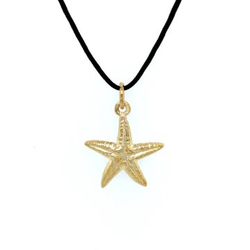 Pendant starfish, with black cord-Gold K14 (585°)-