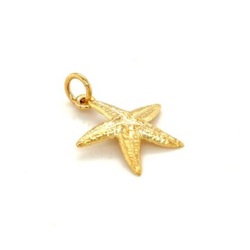 Pendant starfish, with black cord-Gold K14 (585°)-