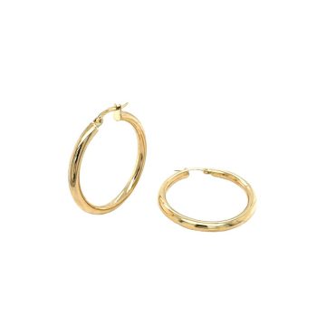 Earrings hoops, gold K14 (585°), 3 mm