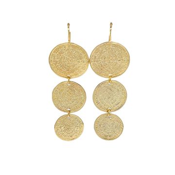 Women’s earrings, gold K14 (585°), disk of phaistos