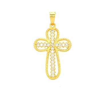 Women’s cross with zircon, K9 gold (375°)