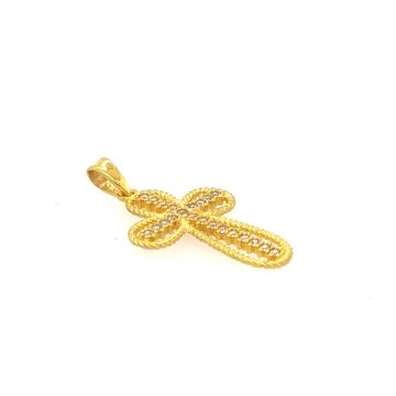 Women’s cross with zircon, K9 gold (375°)