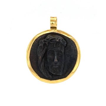 Amulet double-sided Constantine and head of Christ, gold Κ9 (375°) and copper