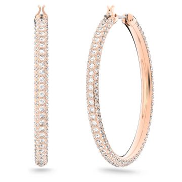 SWAROVSKI Κρίκοι Dextera Pavé, Mεγάλα, Λευκά, Επιμετάλλωση σε ροζ χρυσαφί τόνο, 5383938