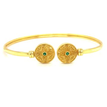 Byzantine round handcuff with green zircon, gold-plated silver (925°)