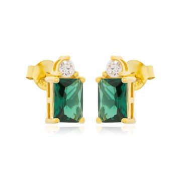 JOOLS Women’s earrings with white and green zircon , gold plated silver (925°)