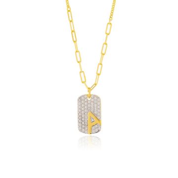 JOOLS Women’s necklace, monogram A with white zircon, gold plated silver (925°)