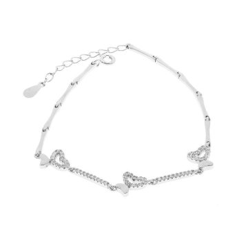 JOOLS Women’s bracelet, hearts with white zircon, silver (925°)