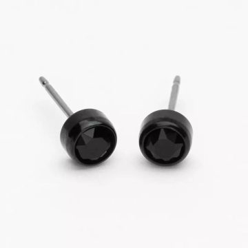 BLOMDAHL Earrings, Black Medical Titanium, Bezel Black, 5 mm, 346C