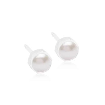 BLOMDAHL Earrings, Medical Plastic, Pearl White, 6mm, 348B