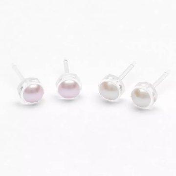 BLOMDAHL Earrings, Medical Plastic, Pearl Light Rose 6mm, 349B