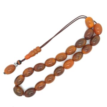 KOMBOLOIS Horn brown oval, 19 beads