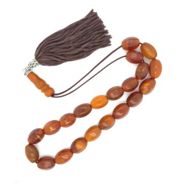 KOMBOLOIS Horn brown tayarized with tassel, 21 beads