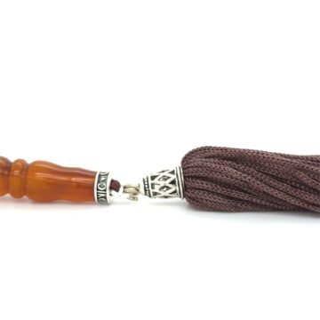KOMBOLOIS Horn brown tayarized with tassel, 21 beads
