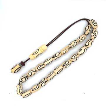 Kombolois painted camel bone, white, 21 beads