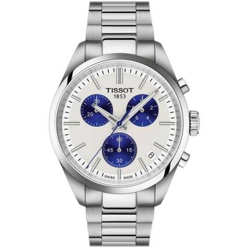 tissot pr 100 xronografos mpatarias 40mm leuko kan 13703 v94j