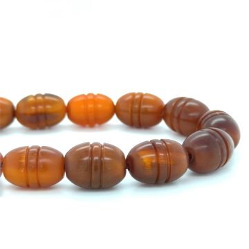 KOMBOLOIS Horn carved brown, 19 beads