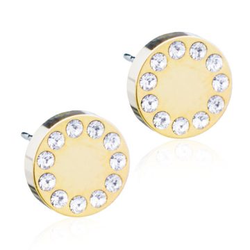 BLOMDAHL Earrings gold medical titanium, Brilliance Puck Crystal, 8 mm, 269J