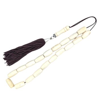 Kombolois camel bone white with tassel, 19 beads