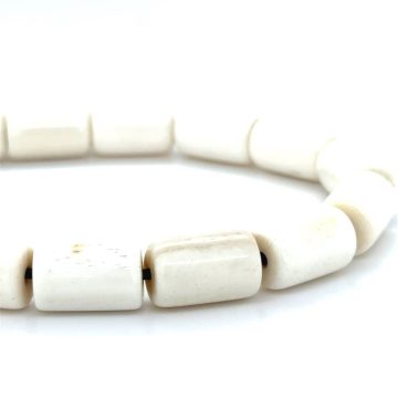 Kombolois carved camel bone white with tassel, 33 beads