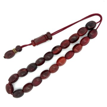 Kombolois horn red tayarized, 21 Beads