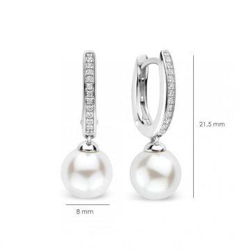 ti sento zirconia pearl hoops silver 78092pw p11806 30983 image